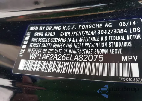 2014 Porsche Cayenne Diesel/Diesel Platinum Edition z USA, uszkodzony, nr VIN WP1AF2A26ELA82075